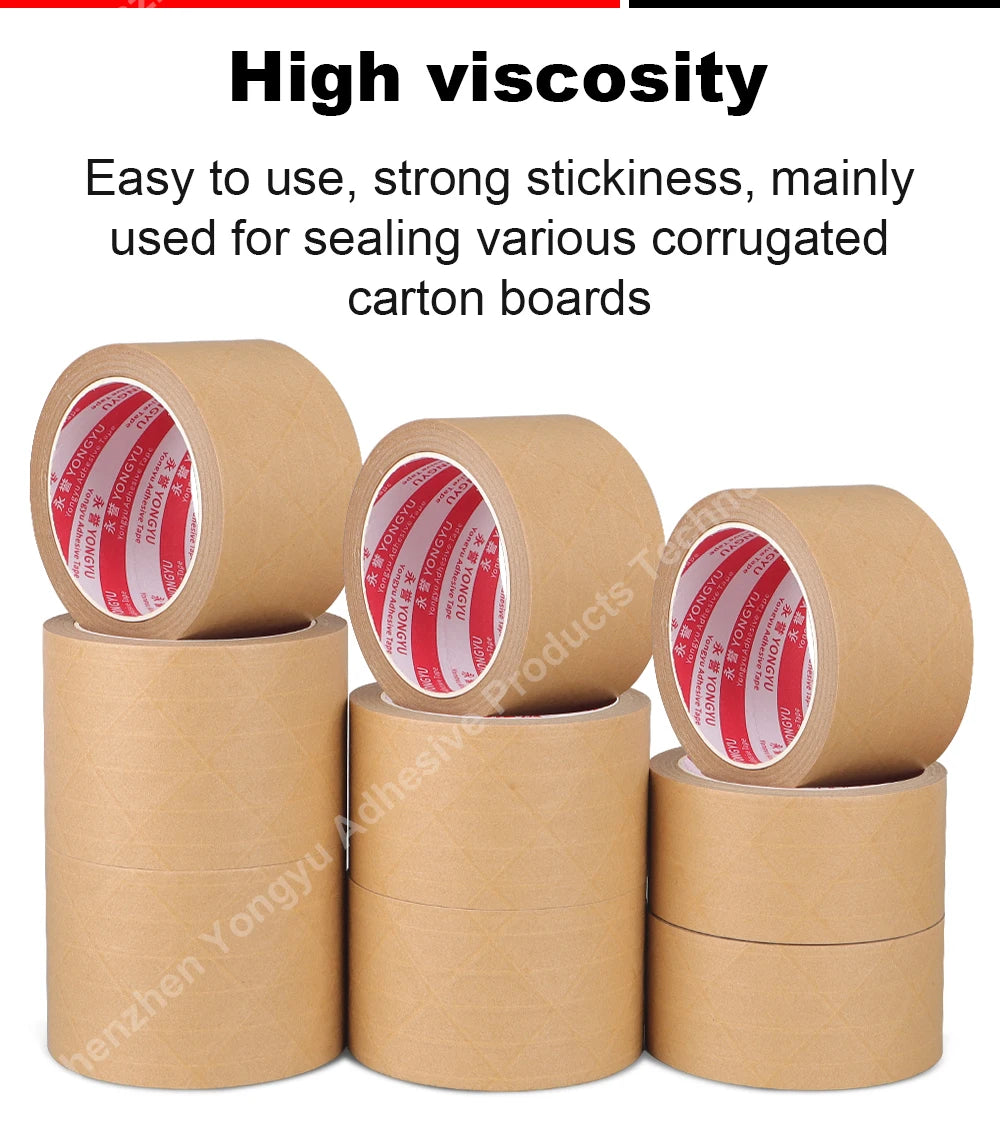 Super Viscosity Kraft Paper Tape  High-Strength Packing Tape Rolls, Packaging Tape  | Industrial Tape for Home, Office & Box