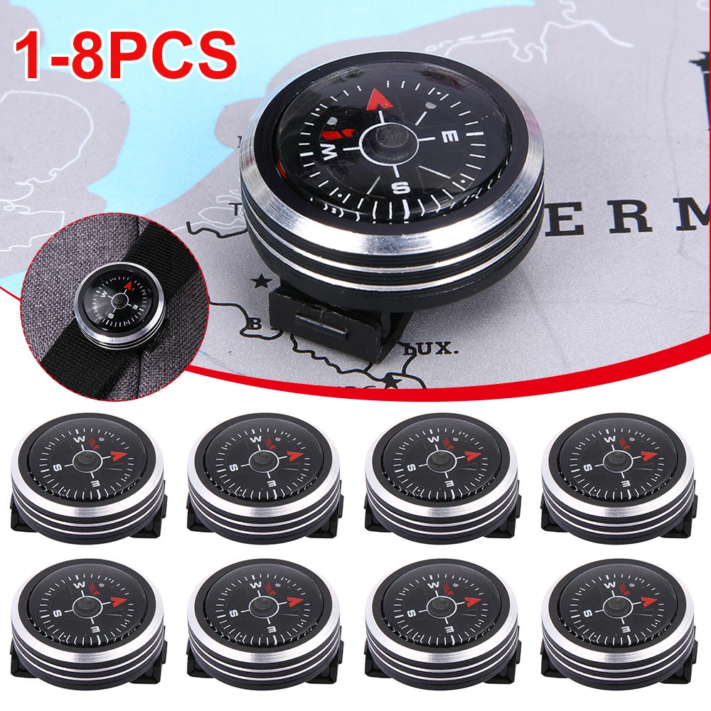 Mini Watch Strap Button Compass for Paracord Bracelet Survival Mini Pocket Compass Outdoor Hiking Camping Accessories Tools