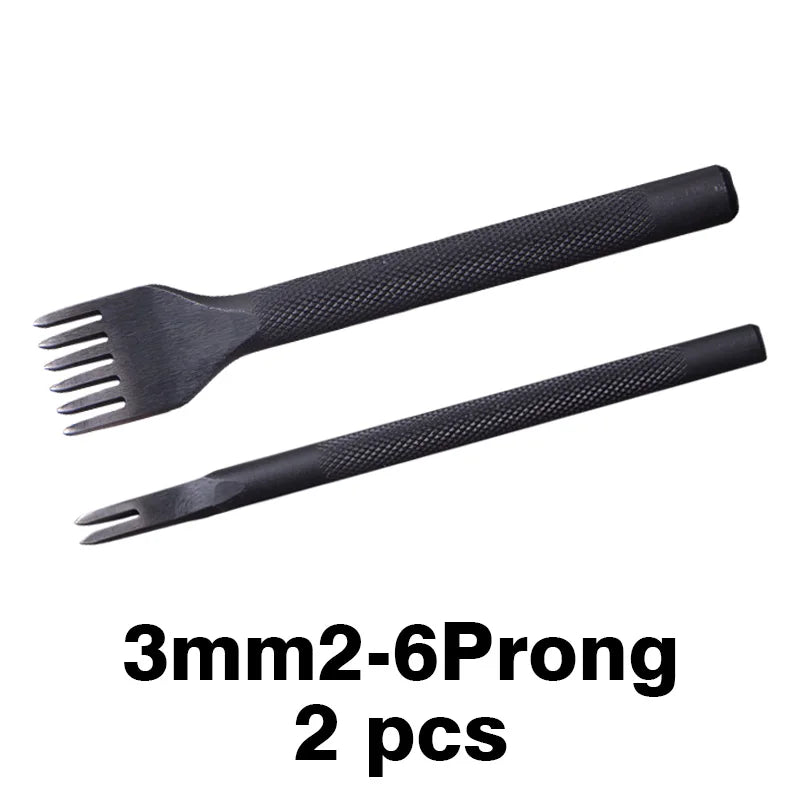 WUTA Leather Craft Chisel Hole Punch Tools 4mm 1+2+4+6 Set Diamond Point Black Pricking Iron Leather Stitching Tools