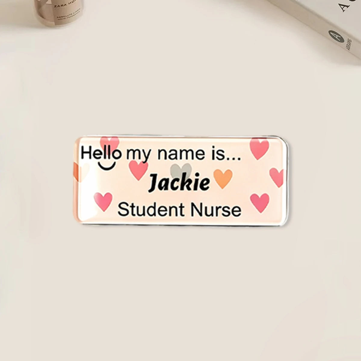 Personalized Acrylic Name Tag, Custom Text Pin Badge, Cute Uniform Name Plate, Nurse Teacher Retail Staff ID Badge.