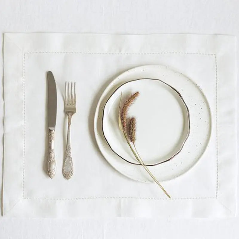 6 Pieces White Hemstitch Napkins Cocktail Napkin For Party Wedding Lace Napkin Table Cloth Linen Napkins Cotton Napkin