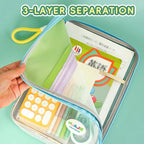 HUAJIE Student Handheld File Bag, Dopamine Color Tote, L-Shaped Zipper Mesh Folder, Exam Paper Storage and Subject Organizer