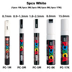 Posca White Marker Brush, Permanent Waterproof Non-fading High Gloss Mark Pens-Rock Art/Fabric Paint/Shoe Graffiti/Poster Making