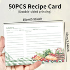 50pcs Creative Double-sided No-smear Cardstock Blank Recipe Note Cards，family Menu And Record Kitchen Information Classification
