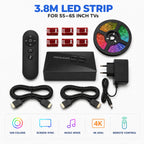 HDMI Sync TV Backlight for 40-85 Inch TVs, No App Needed Gaming Lights with Real-Time Color Matching, for Xmas Home Theater