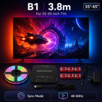 HDMI Sync TV Backlight for 40-85 Inch TVs, No App Needed Gaming Lights with Real-Time Color Matching, for Xmas Home Theater