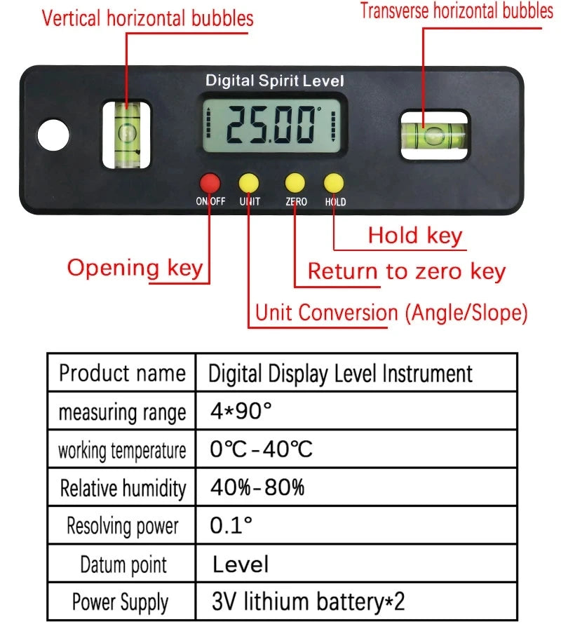 MAKLE 100mm 150mm 200mm digital protractor Angle Finder inclinometer electronic level magnetic bottom Level bubble angle tool