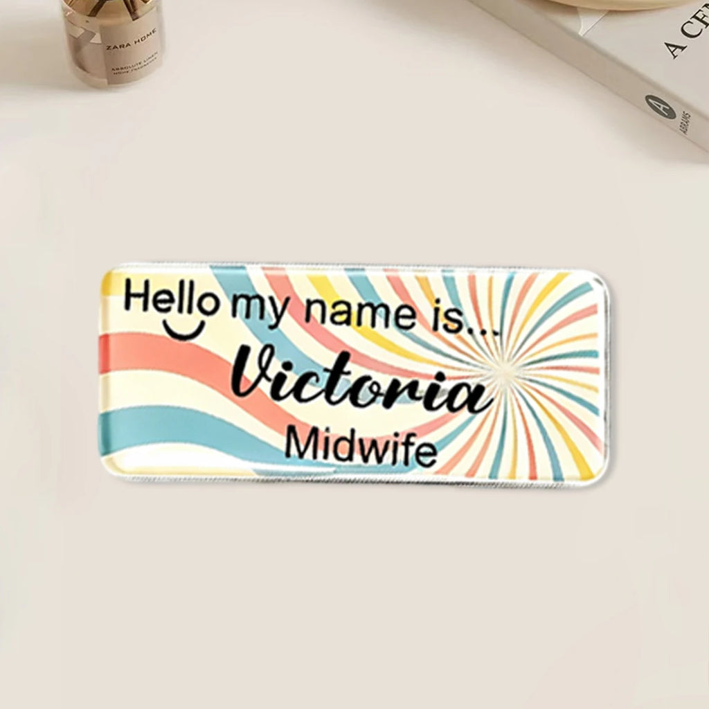Personalized Acrylic Name Tag, Custom Text Pin Badge, Cute Uniform Name Plate, Nurse Teacher Retail Staff ID Badge.