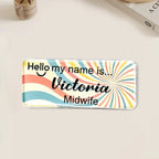 Personalized Acrylic Name Tag, Custom Text Pin Badge, Cute Uniform Name Plate, Nurse Teacher Retail Staff ID Badge.