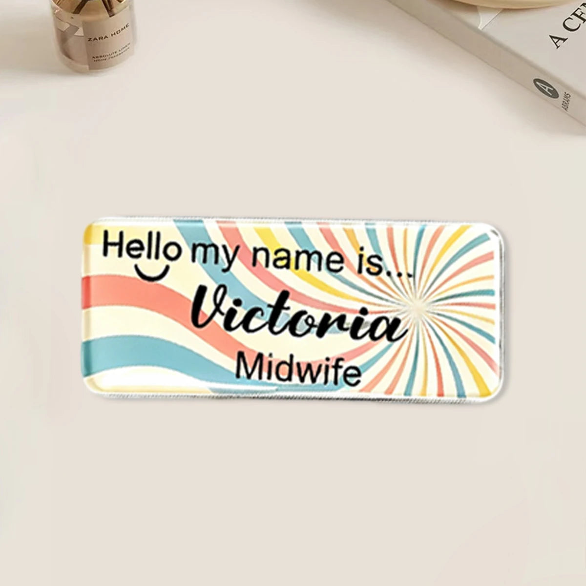 Personalized Acrylic Name Tag, Custom Text Pin Badge, Cute Uniform Name Plate, Nurse Teacher Retail Staff ID Badge.