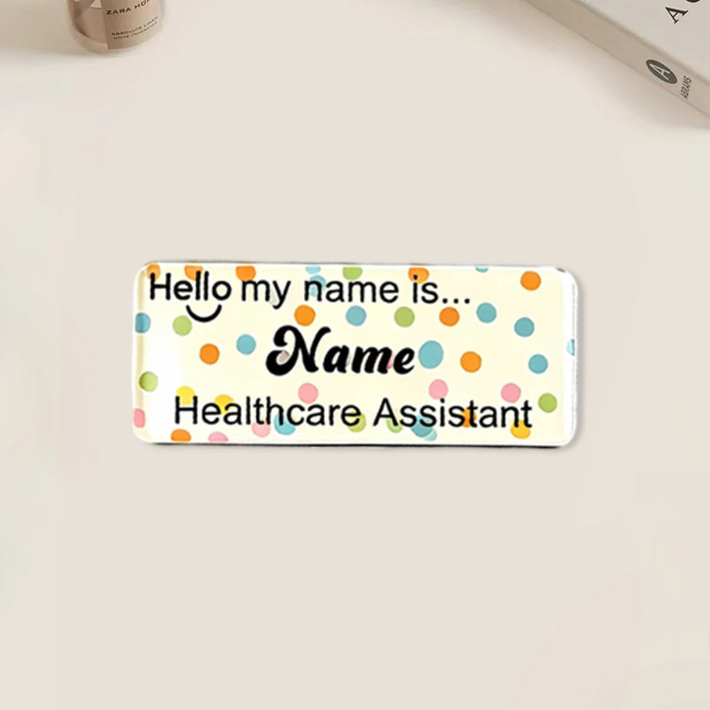 Personalized Acrylic Name Tag, Custom Text Pin Badge, Cute Uniform Name Plate, Nurse Teacher Retail Staff ID Badge.