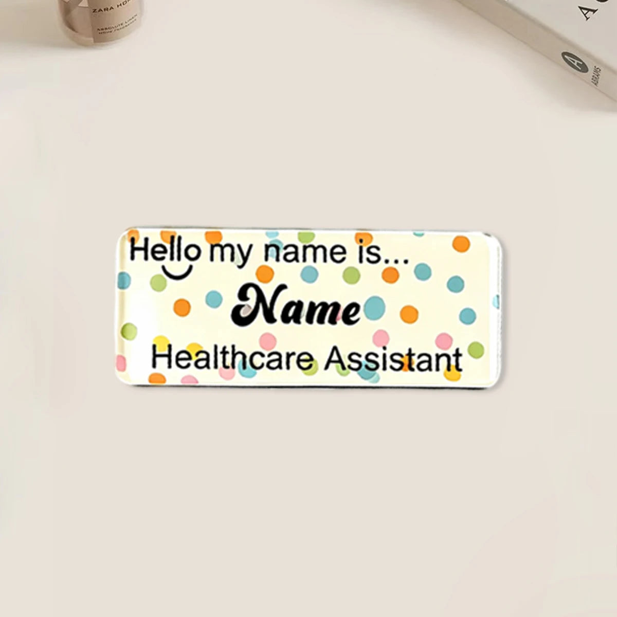 Personalized Acrylic Name Tag, Custom Text Pin Badge, Cute Uniform Name Plate, Nurse Teacher Retail Staff ID Badge.