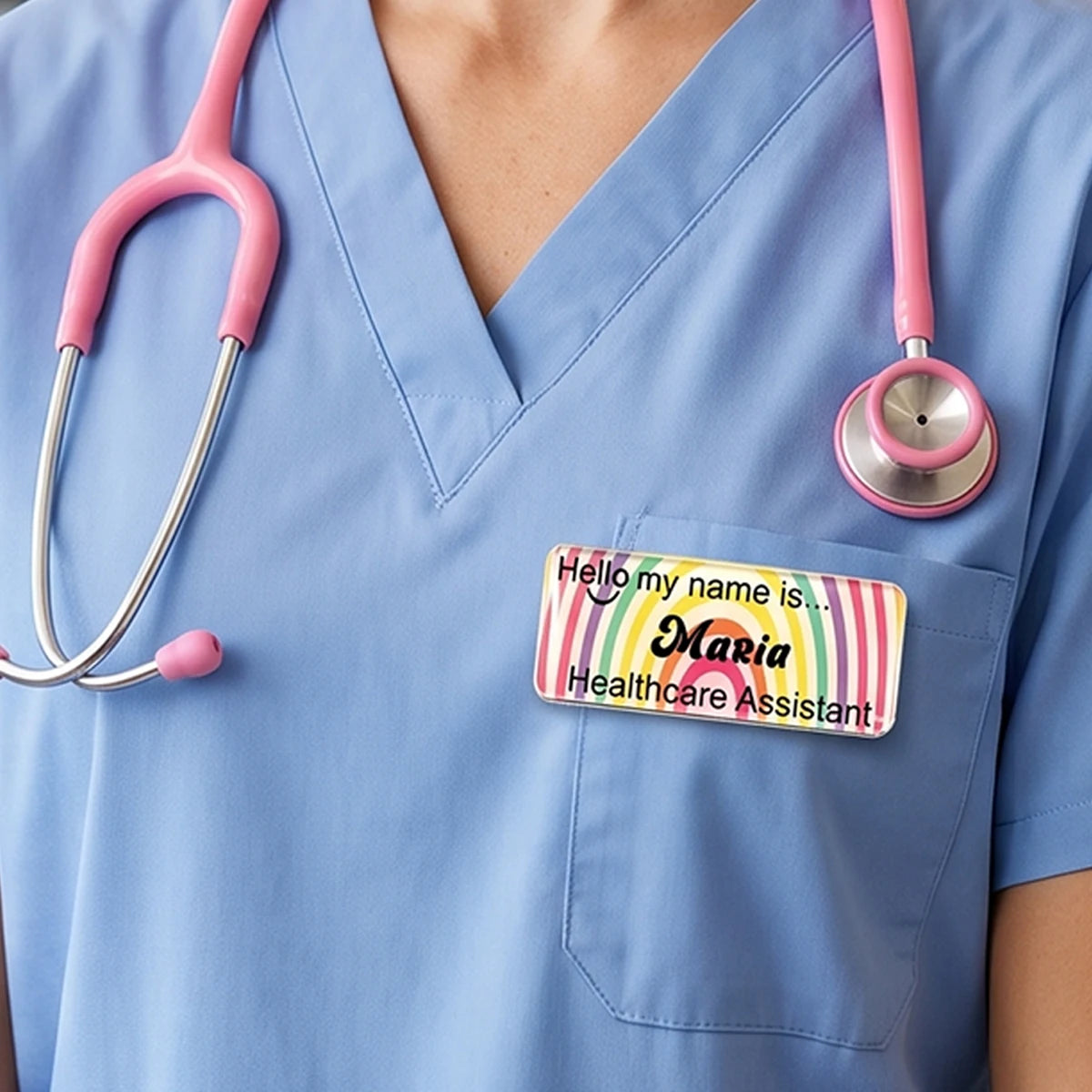 Personalized Acrylic Name Tag, Custom Text Pin Badge, Cute Uniform Name Plate, Nurse Teacher Retail Staff ID Badge.