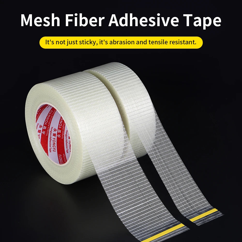 Heavy-Duty Transparent Fiberglass Strapping Tape - Super Strong, Waterproof, Single-Sided Adhesive with Carton Sealing Feature