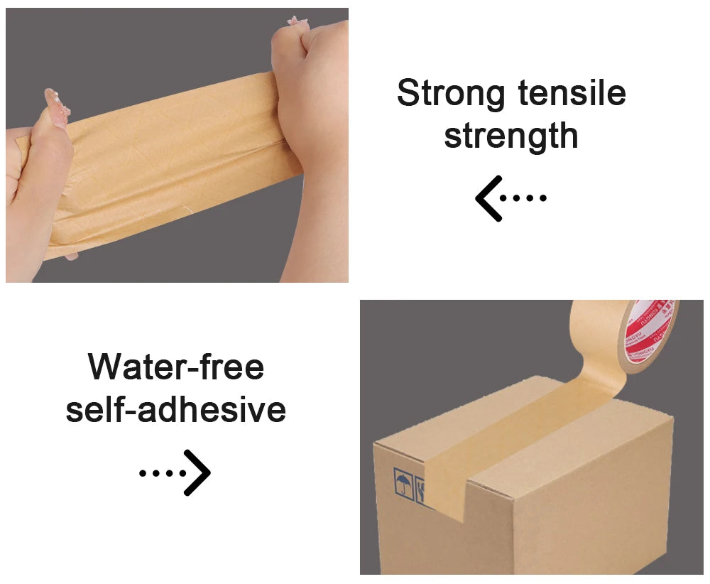 Super Viscosity Kraft Paper Tape  High-Strength Packing Tape Rolls, Packaging Tape  | Industrial Tape for Home, Office & Box