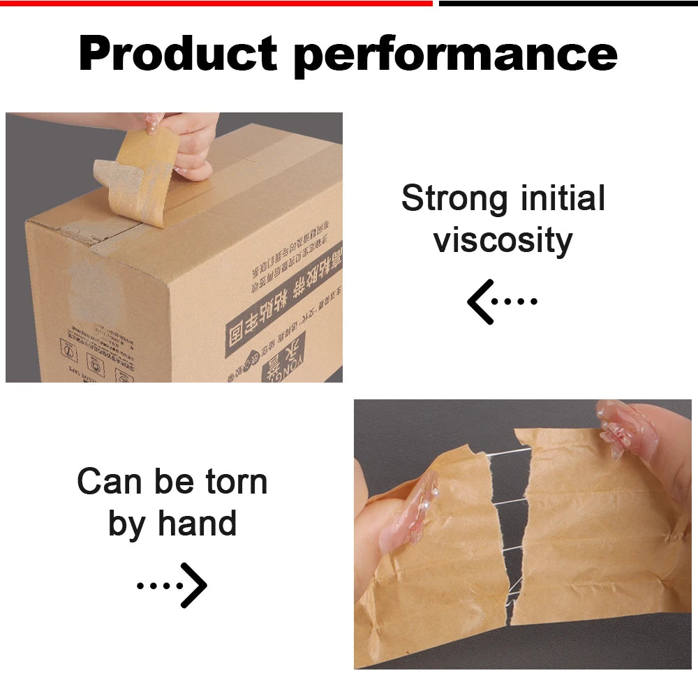 Super Viscosity Kraft Paper Tape  High-Strength Packing Tape Rolls, Packaging Tape  | Industrial Tape for Home, Office & Box