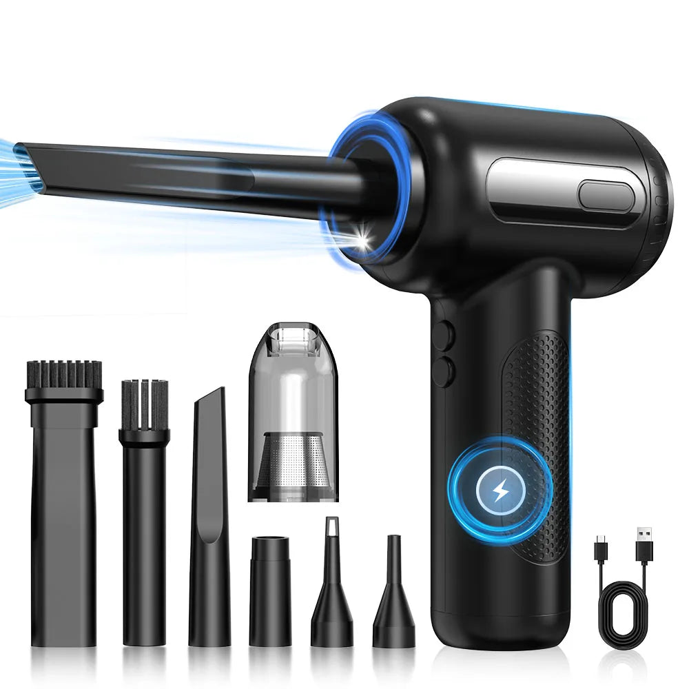 Portable  Air Blower & Vacuum Cleaner 2 in 1 Compressed Air Duster 6000mAh Cordless Duster Blower for Keyboard Computer Cleaning
