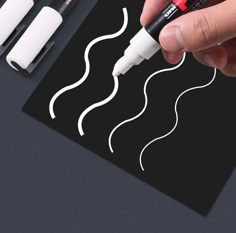 Posca White Marker Brush, Permanent Waterproof Non-fading High Gloss Mark Pens-Rock Art/Fabric Paint/Shoe Graffiti/Poster Making
