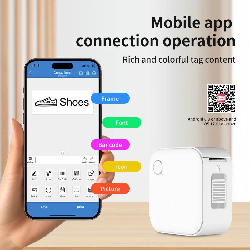 HZTZ Mini Label Printer Smart Pocket Self-adhesive Label Printer Bluetooth Price Label Sticker Maker For Home