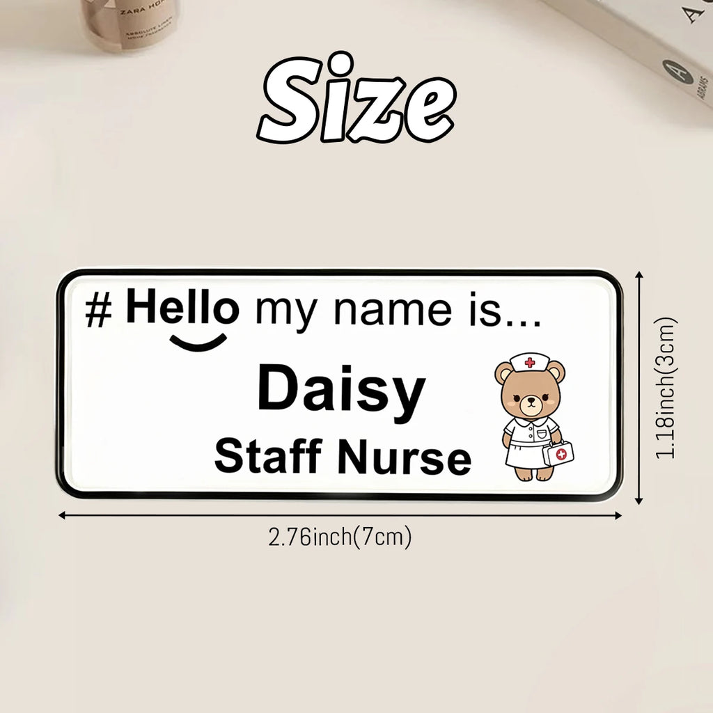 Personalized Acrylic Name Tag, Custom Text Pin Badge, Cute Uniform Name Plate, Nurse Teacher Retail Staff ID Badge.