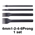 WUTA Leather Craft Chisel Hole Punch Tools 4mm 1+2+4+6 Set Diamond Point Black Pricking Iron Leather Stitching Tools