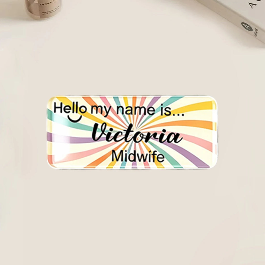 Personalized Acrylic Name Tag, Custom Text Pin Badge, Cute Uniform Name Plate, Nurse Teacher Retail Staff ID Badge.