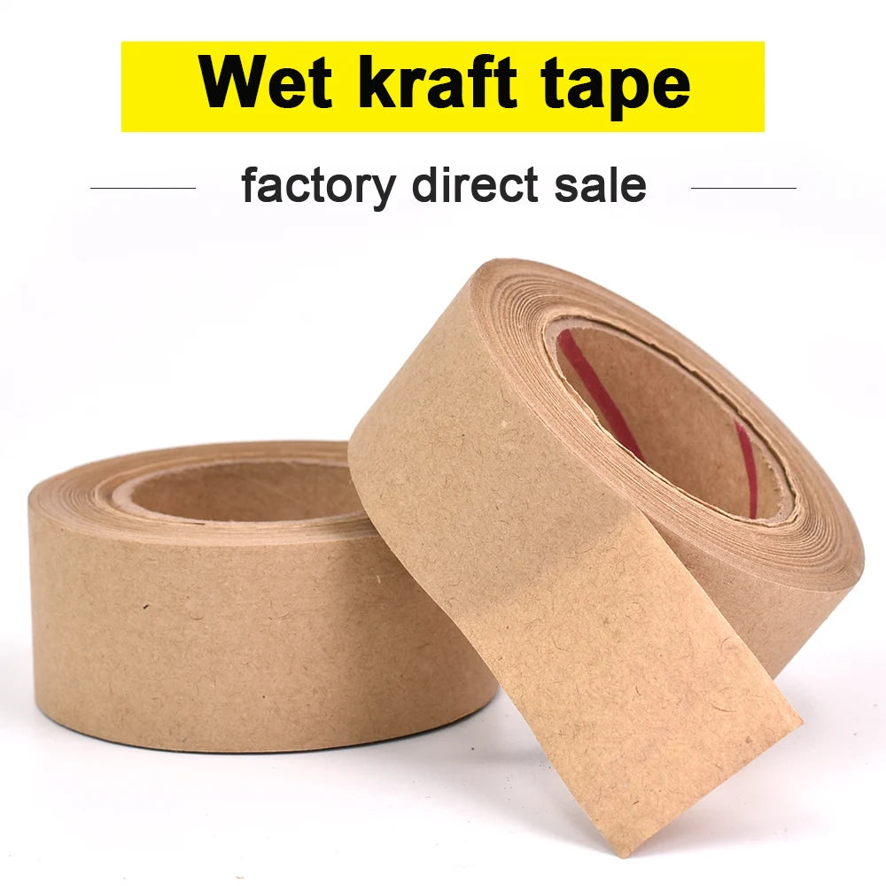 Wet Water Kraft Paper Tape Painter Rubber Paper for Picture Framing Secure Packing Brown Kraft Gum Tape