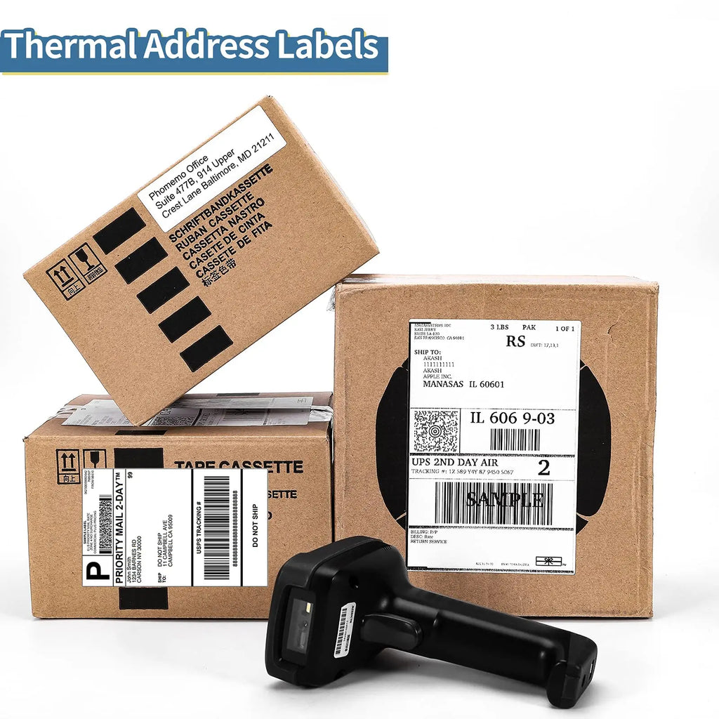 Phomemo A6 4x6 Inch Direct Thermal Labels 100 Labels Per Stacked - Shipping Label FanFold Paper For PM-241BT/D520 Waybill Printe