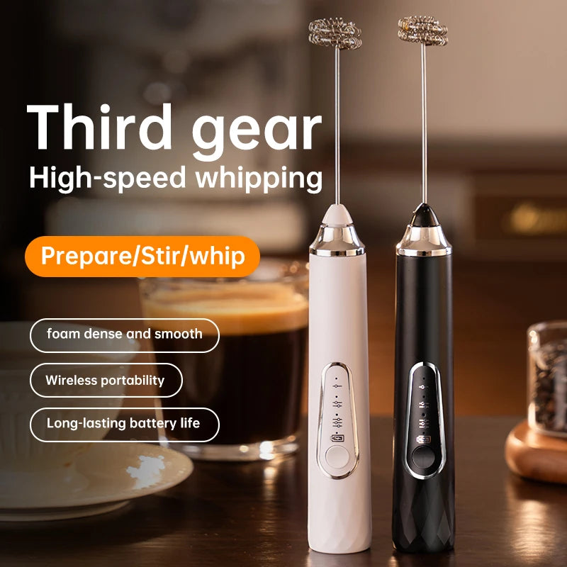 Electric egg beater, milk frother, coffee frother, handheld cordless whipper for egg whites, cream, and cakes, smart mixer.