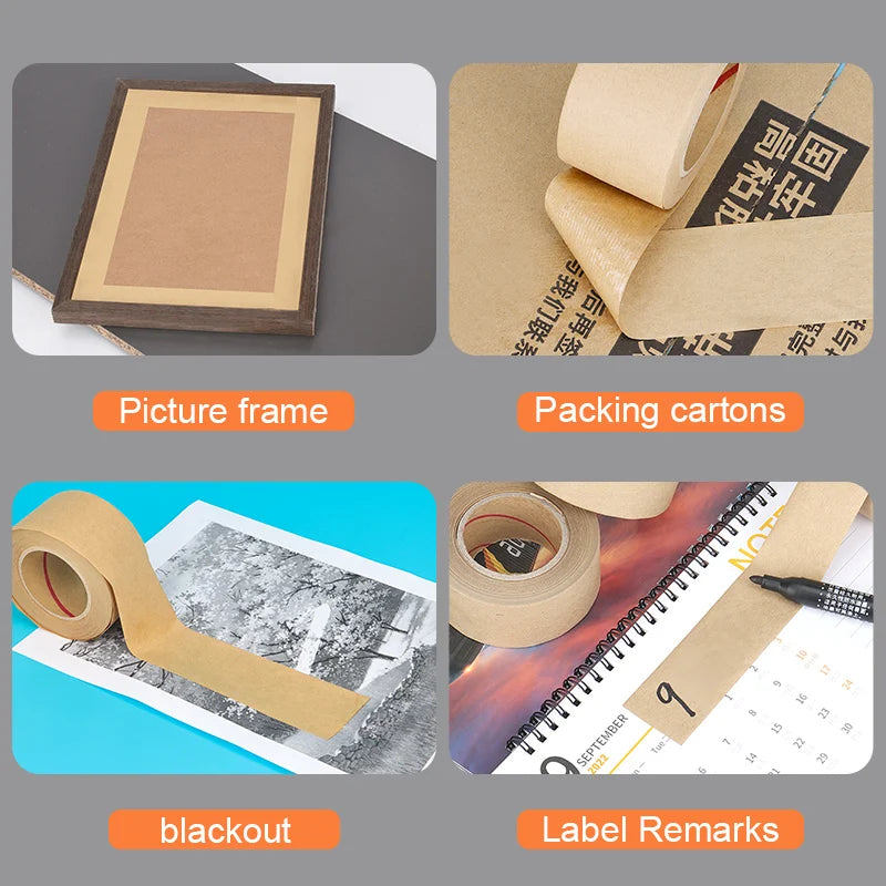 Wet Water Kraft Paper Tape Painter Rubber Paper for Picture Framing Secure Packing Brown Kraft Gum Tape