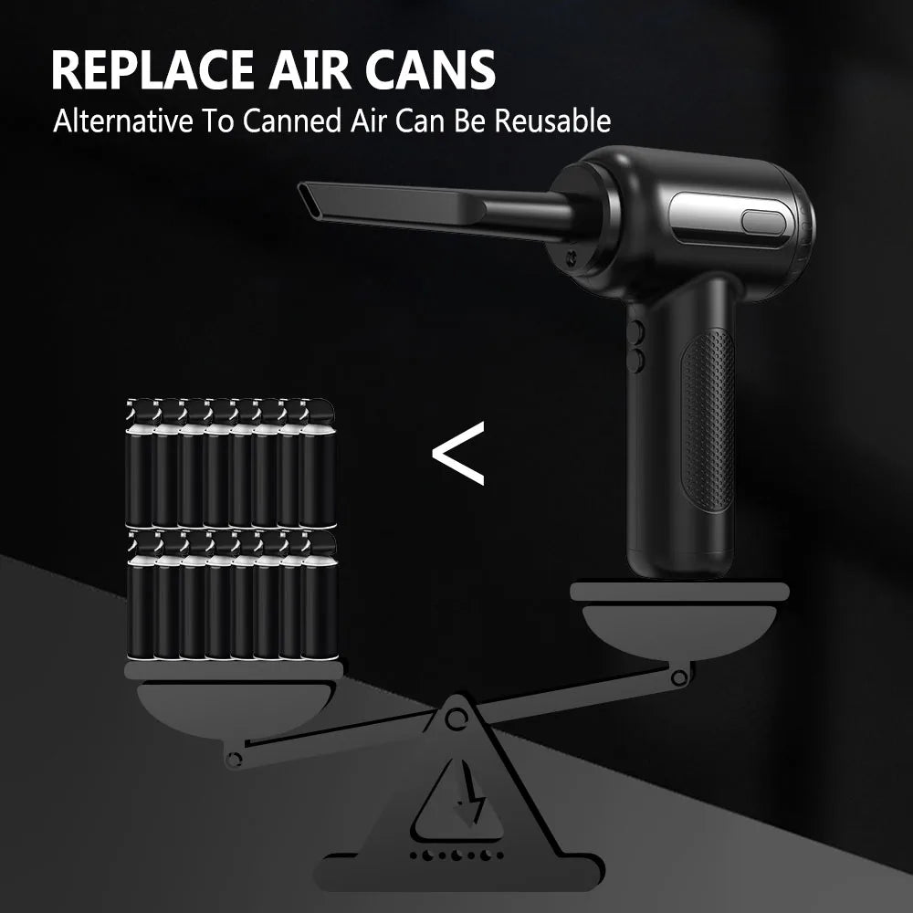 Portable  Air Blower & Vacuum Cleaner 2 in 1 Compressed Air Duster 6000mAh Cordless Duster Blower for Keyboard Computer Cleaning