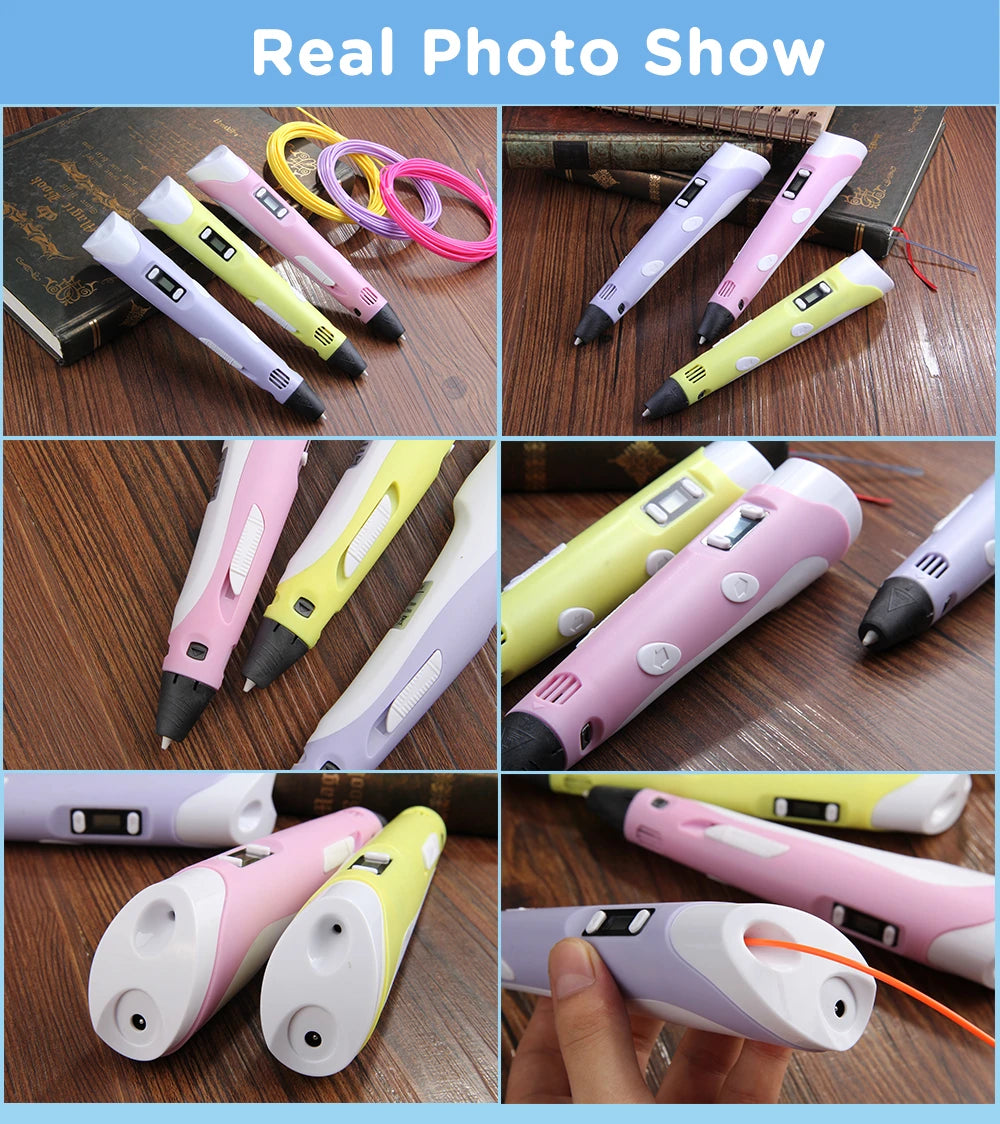 3D Pen With LCD Screen Compatible PLA Filament Toys 3D Drawing Printing Pen for Children DIY Christmas Birthday Gift