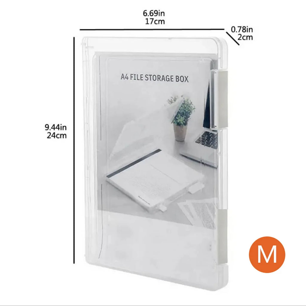 Plastic Clear File Storage Box, PP Material, Transparent Flat Rectangular Storage Box, Waterproof Dustproof Office File Box