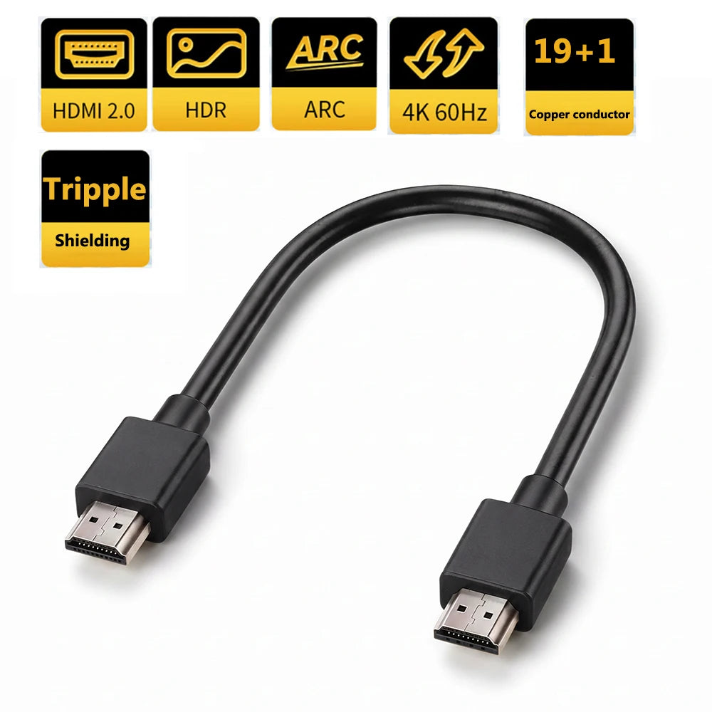 Ultra Short HDMI 2.0 Cable 4K 60Hz 15CM 4K HDR HDMI Cable with Arc/CEC/Dolvision Supported for Yandex TV Apple TV Box PC HDTV