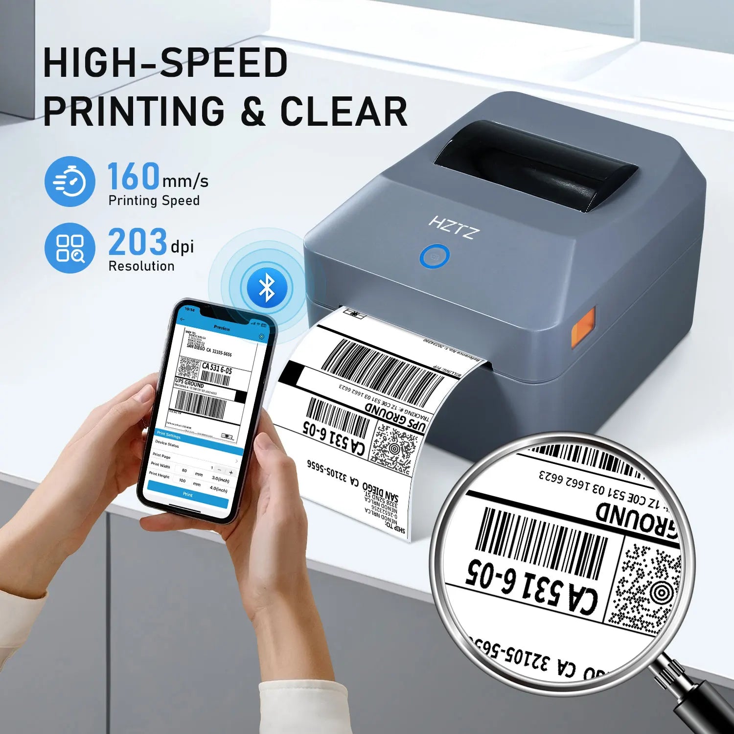 T40 4inch Shipping label/Express/Thermal Barcode Label printer 4x6 inches Label Maker Compatible with iPhone Android Mac Windows