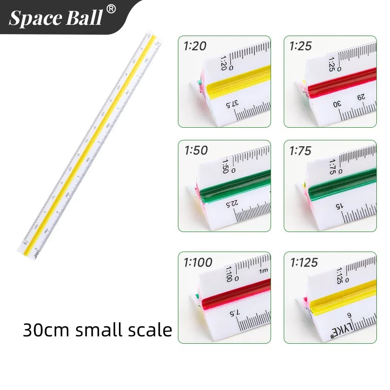 Space Ball Multi-functional Triangular Ruler Student Stationery 12.5/30cm Drafting Tool Scale Ruler Architect Technical Ruler