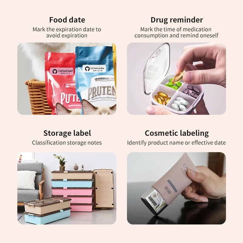 HZTZ Mini Label Printer Smart Pocket Self-adhesive Label Printer Bluetooth Price Label Sticker Maker For Home
