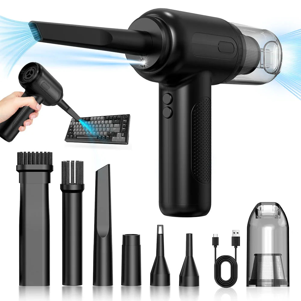 Portable  Air Blower & Vacuum Cleaner 2 in 1 Compressed Air Duster 6000mAh Cordless Duster Blower for Keyboard Computer Cleaning