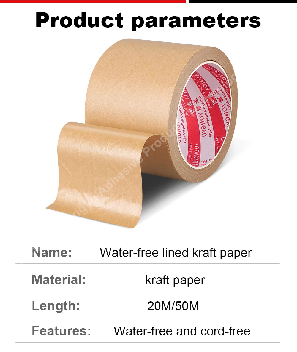 Super Viscosity Kraft Paper Tape  High-Strength Packing Tape Rolls, Packaging Tape  | Industrial Tape for Home, Office & Box