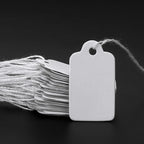 100pcs 12x23mm Rectangular Paper Price Tag White Blank String Watch Jewelry Crafts Price Display Cards Promotion Label For Sales