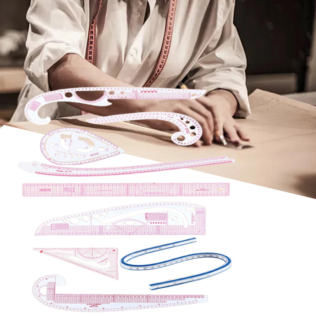 French Curve Ruler Set Tailor Pattern Making Clothes Drawing Template Fashion Design Measure Ruler for Tailors Designers