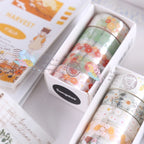5Rolls Colorful Flowers Kawaii Transparent Sticker Tape DIY Decorative PET Material Tape Sketchbook Stickers School Supplies