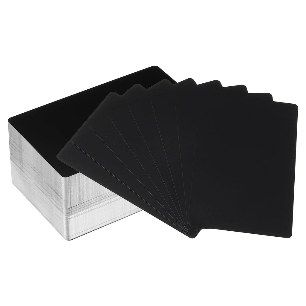 100/200/300Pcs Blank Metal Business Cards 0.21mm Thick 3.4x2.1 Inch Aluminum Laser Engrave Printable Name Card for Custom DIY