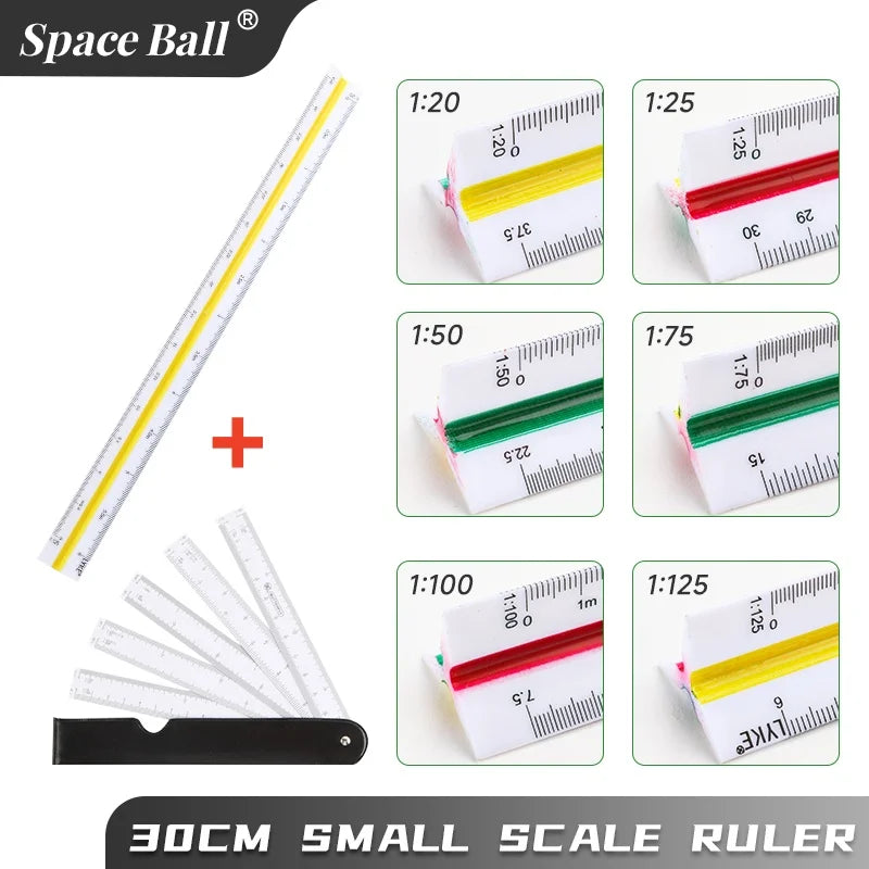 Space Ball Multi-functional Triangular Ruler Student Stationery 12.5/30cm Drafting Tool Scale Ruler Architect Technical Ruler