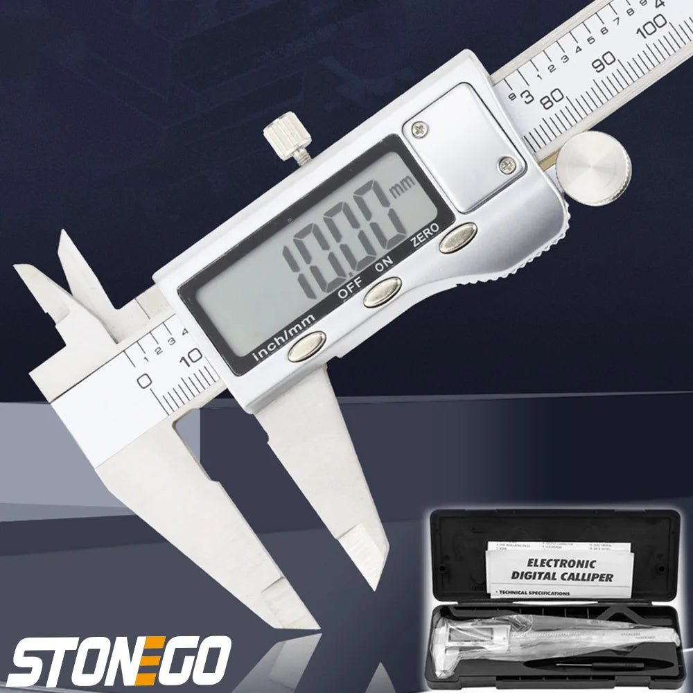 STONEGO Electronic Digital Display Vernier Caliper Inch/Metric Conversion 6Inch 0-150mm Full-Screen Caliper Measurement Tool