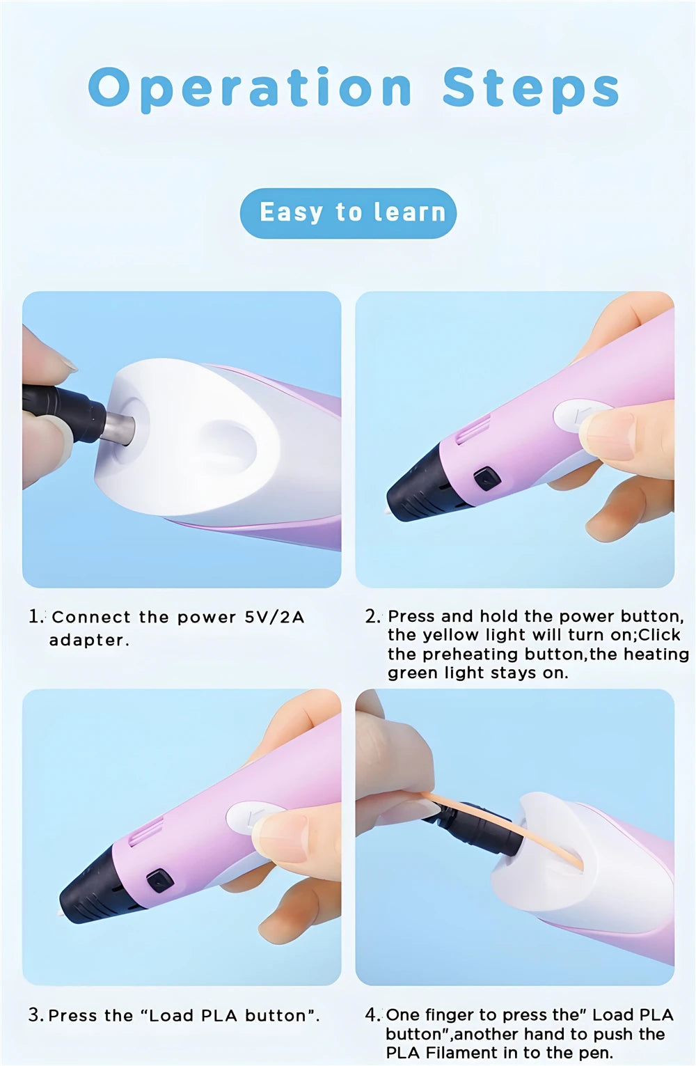 3D Pen With LCD Screen Compatible PLA Filament Toys 3D Drawing Printing Pen for Children DIY Christmas Birthday Gift