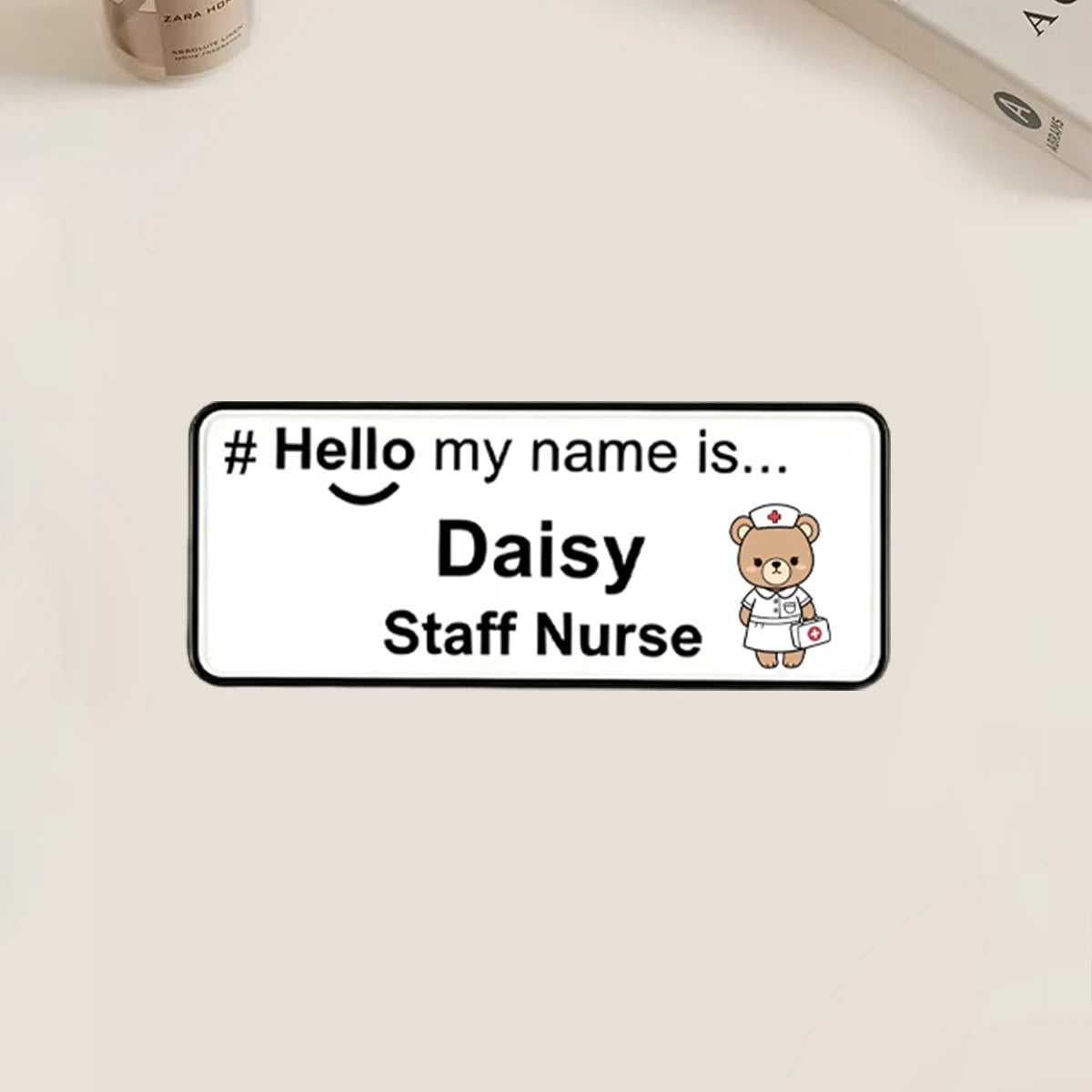 Personalized Acrylic Name Tag, Custom Text Pin Badge, Cute Uniform Name Plate, Nurse Teacher Retail Staff ID Badge.