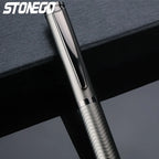 STONEGO 0.38mm Extra Fine Nib Fountain Pen, Black Metal Calligraphy Writing Gift Pen