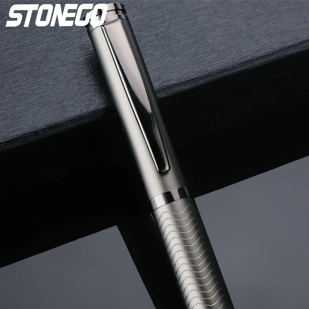 STONEGO 0.38mm Extra Fine Nib Fountain Pen, Black Metal Calligraphy Writing Gift Pen
