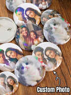 Custom badges, personalized pins, you can customize pictures/text/design, backpack button accessories.